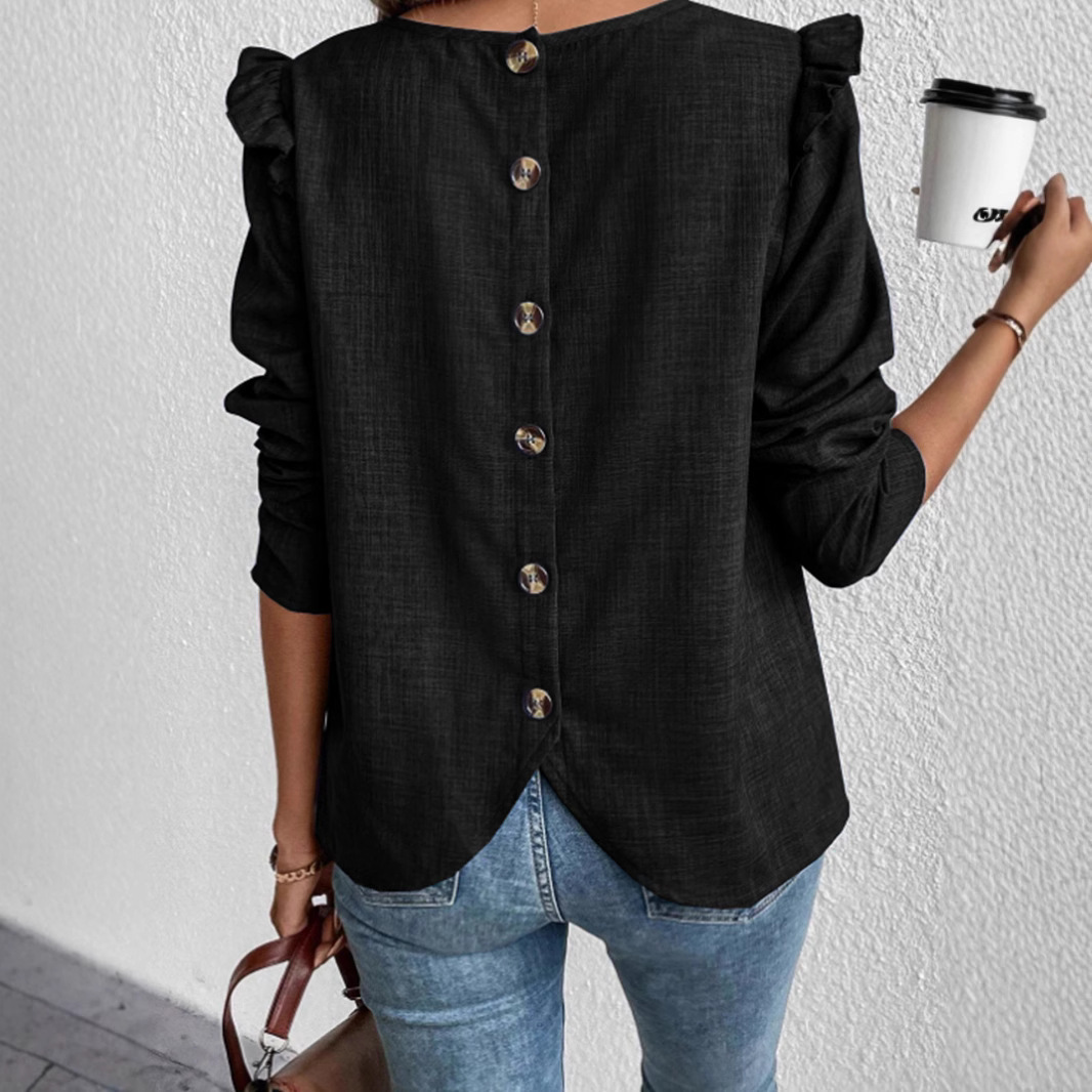 Long Sleeve Solid Color Back Single-breasted Fashion - Image 4