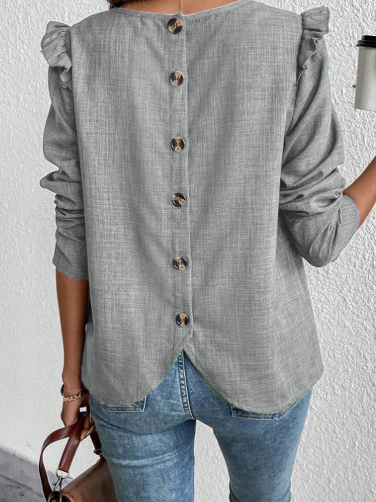 Long Sleeve Solid Color Back Single-breasted Fashion - Image 6