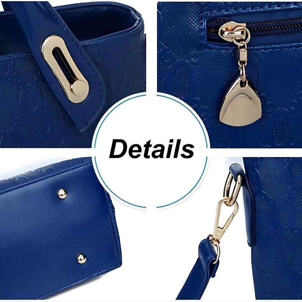 Women 4Pcs Top Handle Satchel Hobo PU Leather Handbag Set Large Tote Purse Shoulder Bag Card Holder - Image 8
