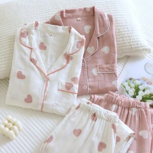 Spring And Summer Thin Double-layer Cotton Gauze Pajamas Women's Long Sleeve