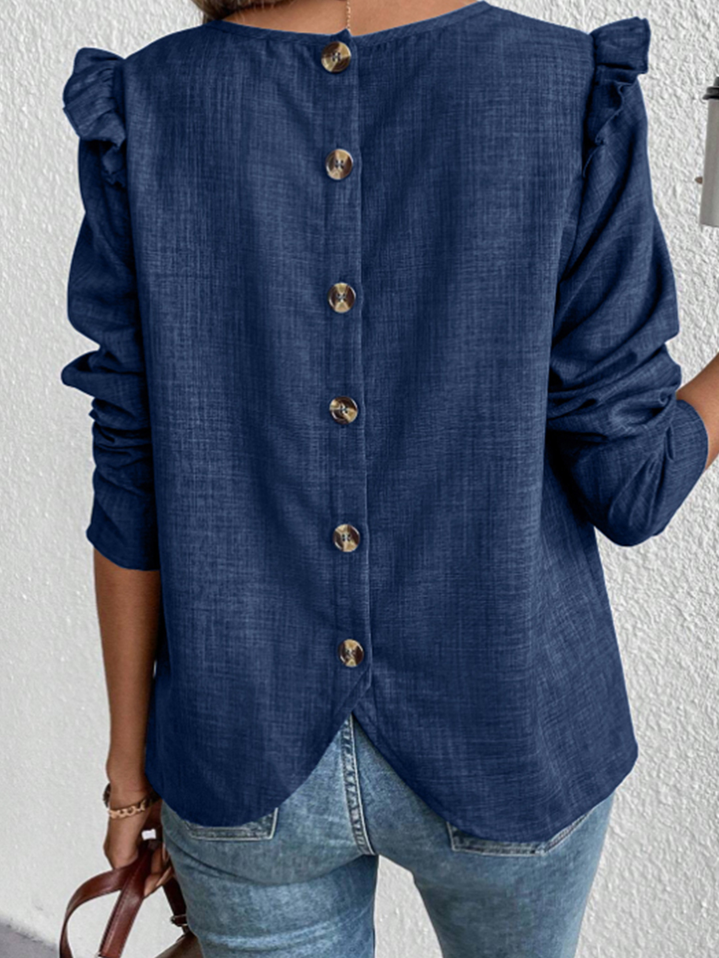 Long Sleeve Solid Color Back Single-breasted Fashion - Image 3