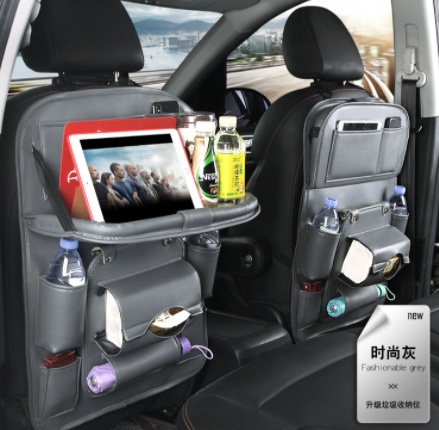PU Leather Car Storage Bag Multifunction Seat Back Tray Hanging Bag Waterproof Car Organizer Automotive Interior Accessories - Image 5