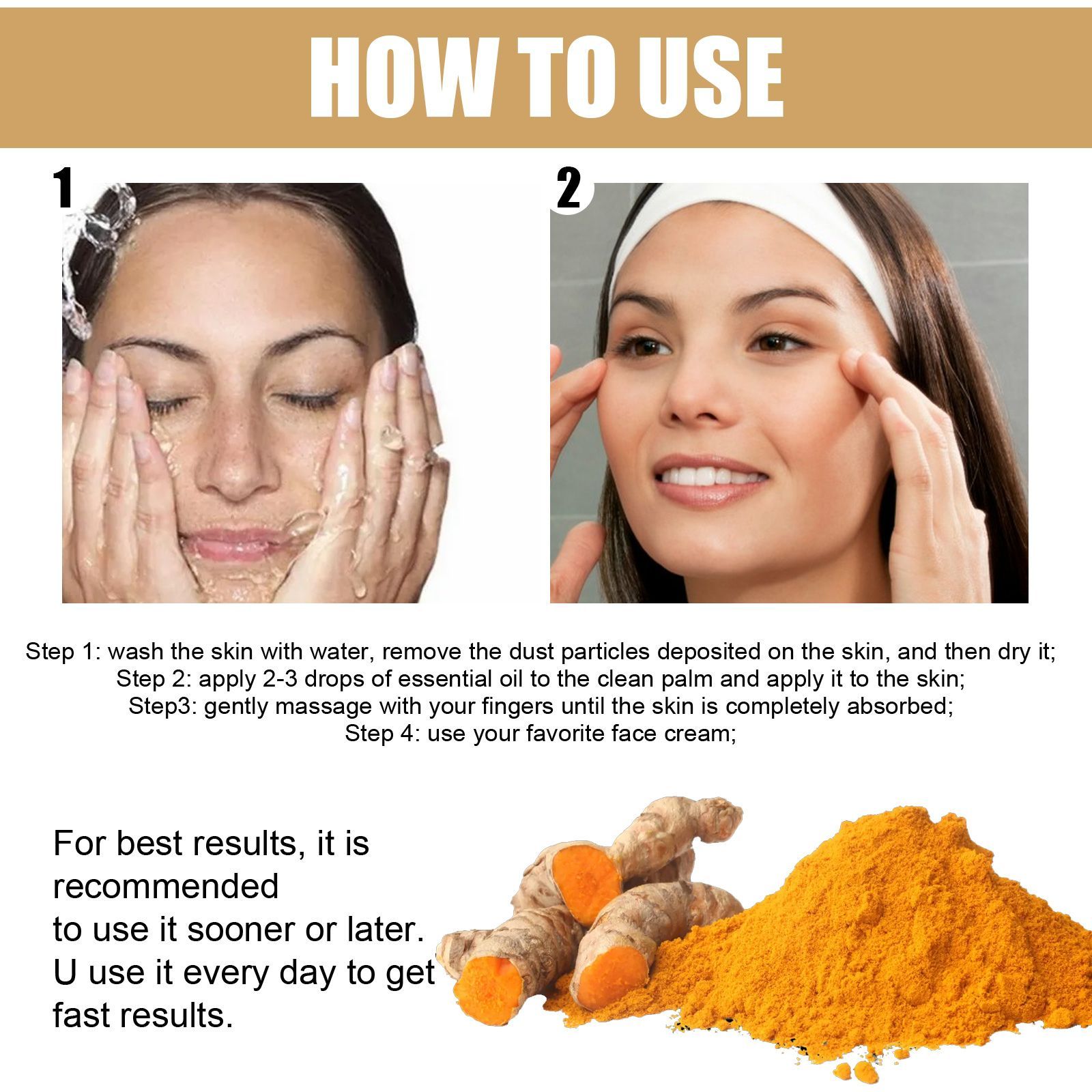EELHOE Turmeric Dark Spot Correcting Serum Face Care Spot Moisturizing Nourishing Repairing Complexion Serum - Image 7