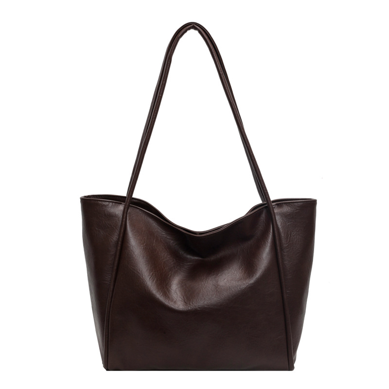 Soft Leather Shoulder Bag Large Capacity Commuter Totes Shopping Travel Bags For Women - Image 9