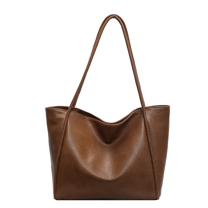 Soft Leather Shoulder Bag Large Capacity Commuter Totes Shopping Travel Bags For Women - Image 6