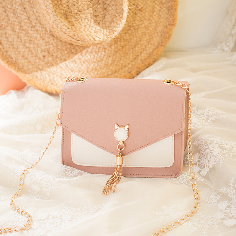 Small Messenger Bag New Sweet And Cute Cat Tassel Decoration Chain One Shoulder Small Square Bag Casual Messenger Bag - Image 7