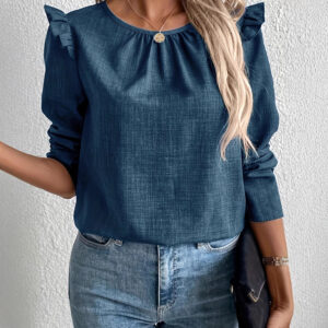 Long Sleeve Solid Color Back Single-breasted Fashion