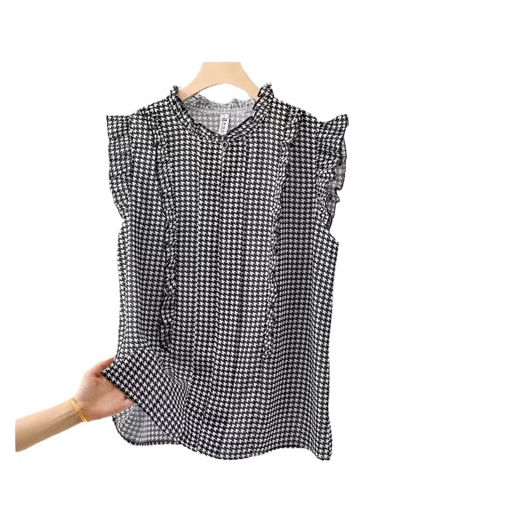 Sleeveless Ruffled Floral Women's Loose Sweet Chiffon Printed Top - Image 6