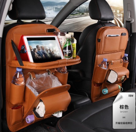 PU Leather Car Storage Bag Multifunction Seat Back Tray Hanging Bag Waterproof Car Organizer Automotive Interior Accessories - Image 9