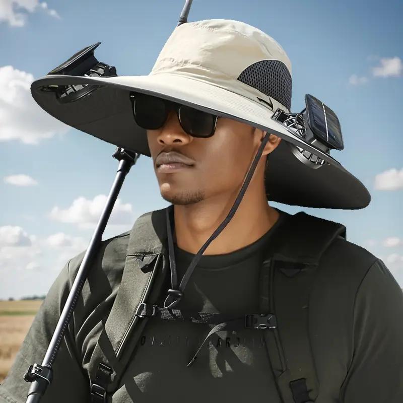 Unisex Solar Powered Black Fan Outdoor Fishing Wide Brim Sun Hat For Camping And Work - Image 8