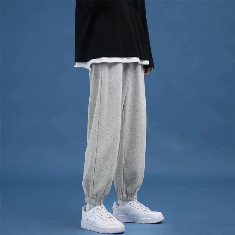 Trendy Fleece-lined Thickened Loose Tappered Gray Casual Pants - Image 5