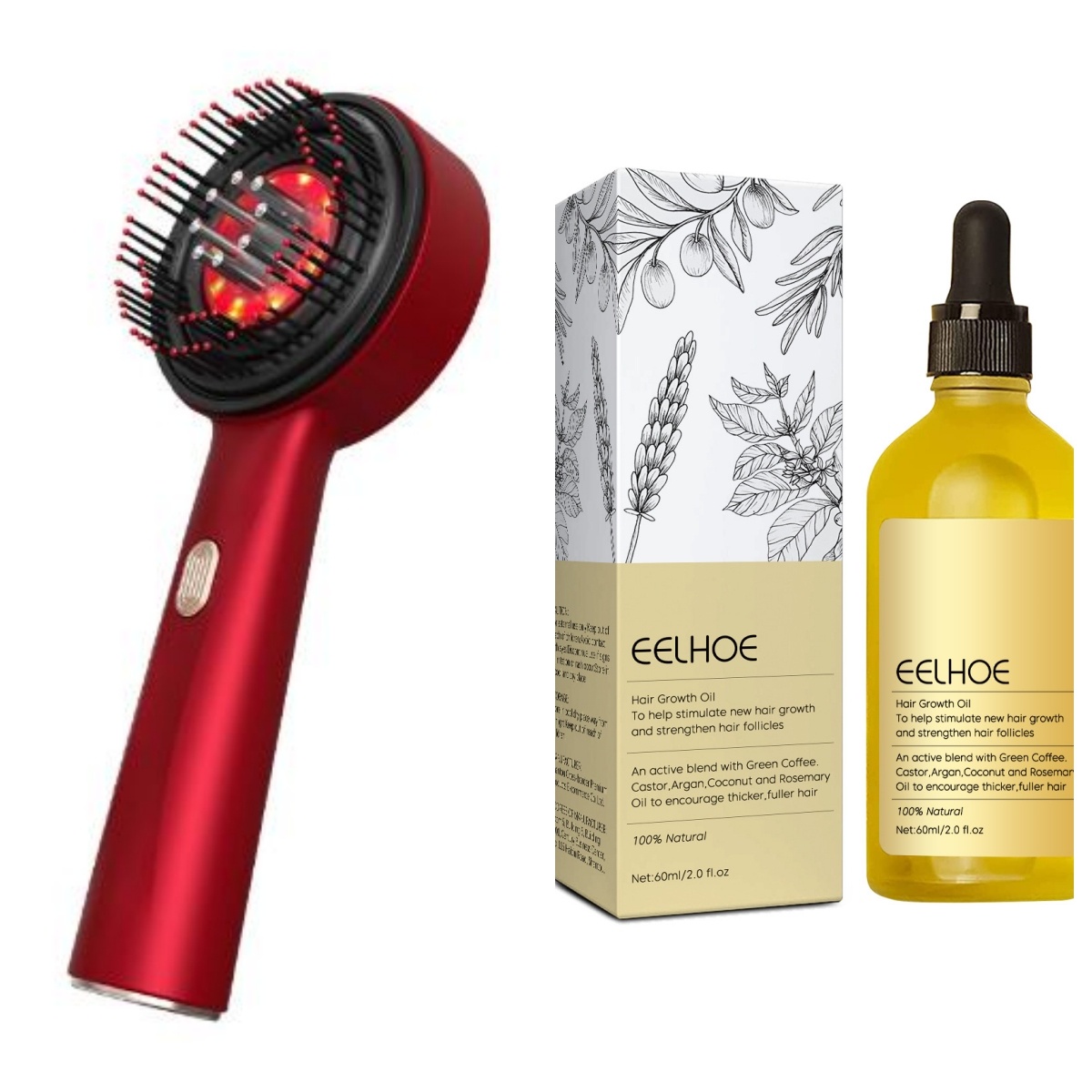 Electric Massage Comb Home Scalp Drain Comb Red Light Anti-slip Hair Care Multi-functional Massage Comb - Image 3