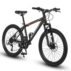 24 Inch Mountain Bike, Suitable For Boys And Girls, Steel Frame, Shimano 21 Speed Mountain Bike, With Dual Disc Brakes And Front Suspension, Banned Platform Temu