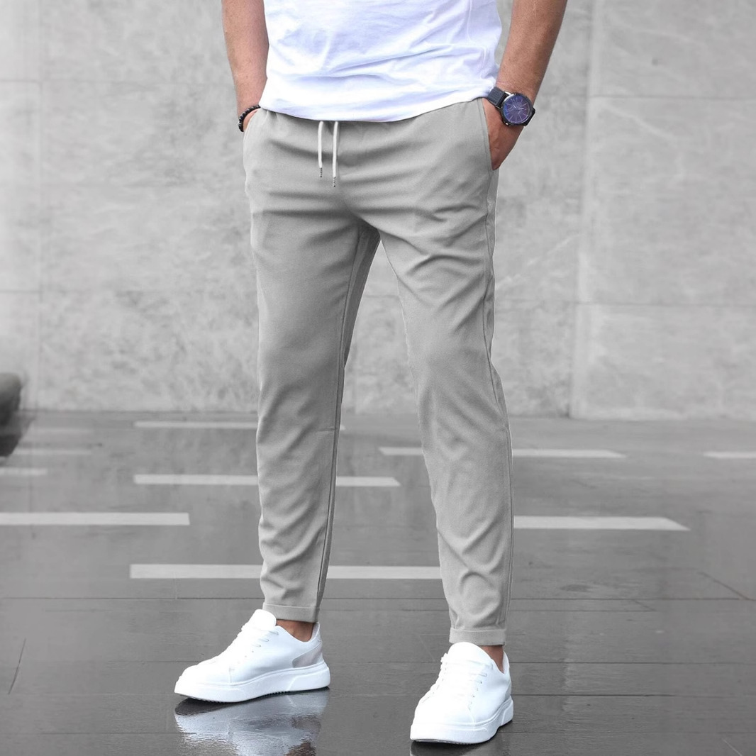 Men's Casual Pants With Pockets Fashion Slim Fit Drawstring Trousers - Image 10