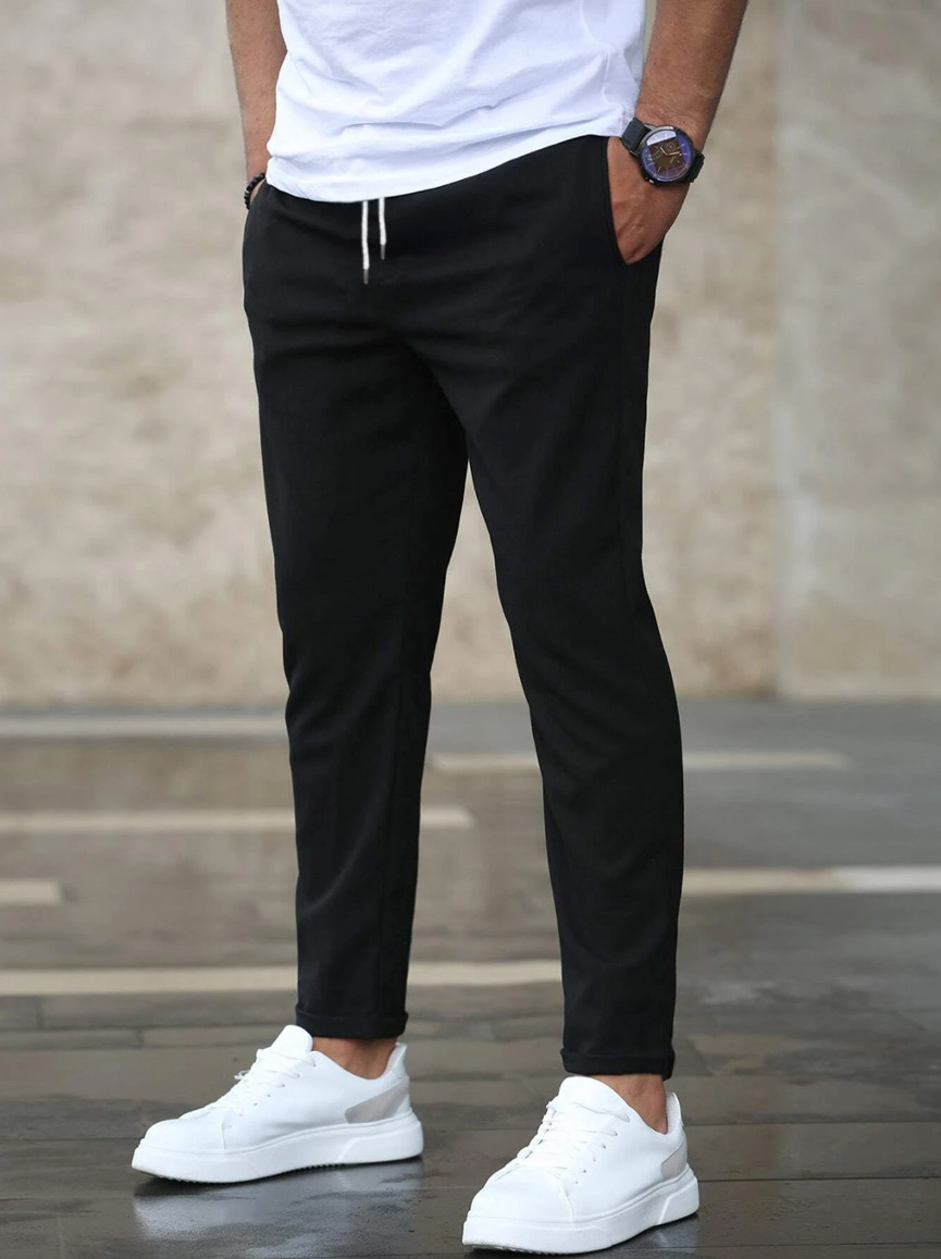 Men's Casual Pants With Pockets Fashion Slim Fit Drawstring Trousers - Image 3