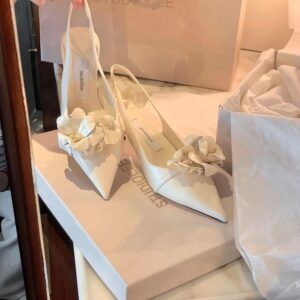 Small Sharp Point Low-cut Hollow Flower High Heels For Women