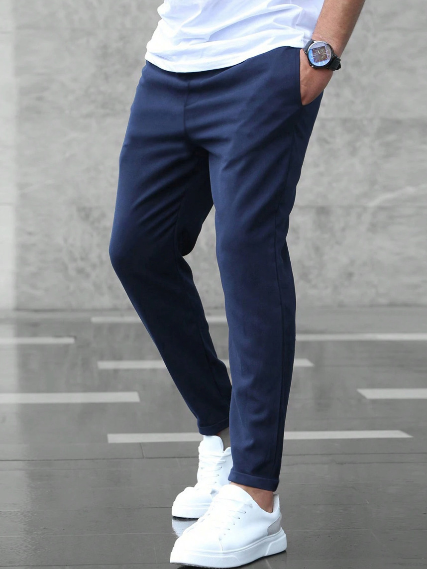 Men's Casual Pants With Pockets Fashion Slim Fit Drawstring Trousers - Image 8
