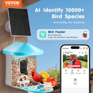 VEVOR Smart Bird Feeder With Camera 2K HD AI Identify Bird Species Auto Capture