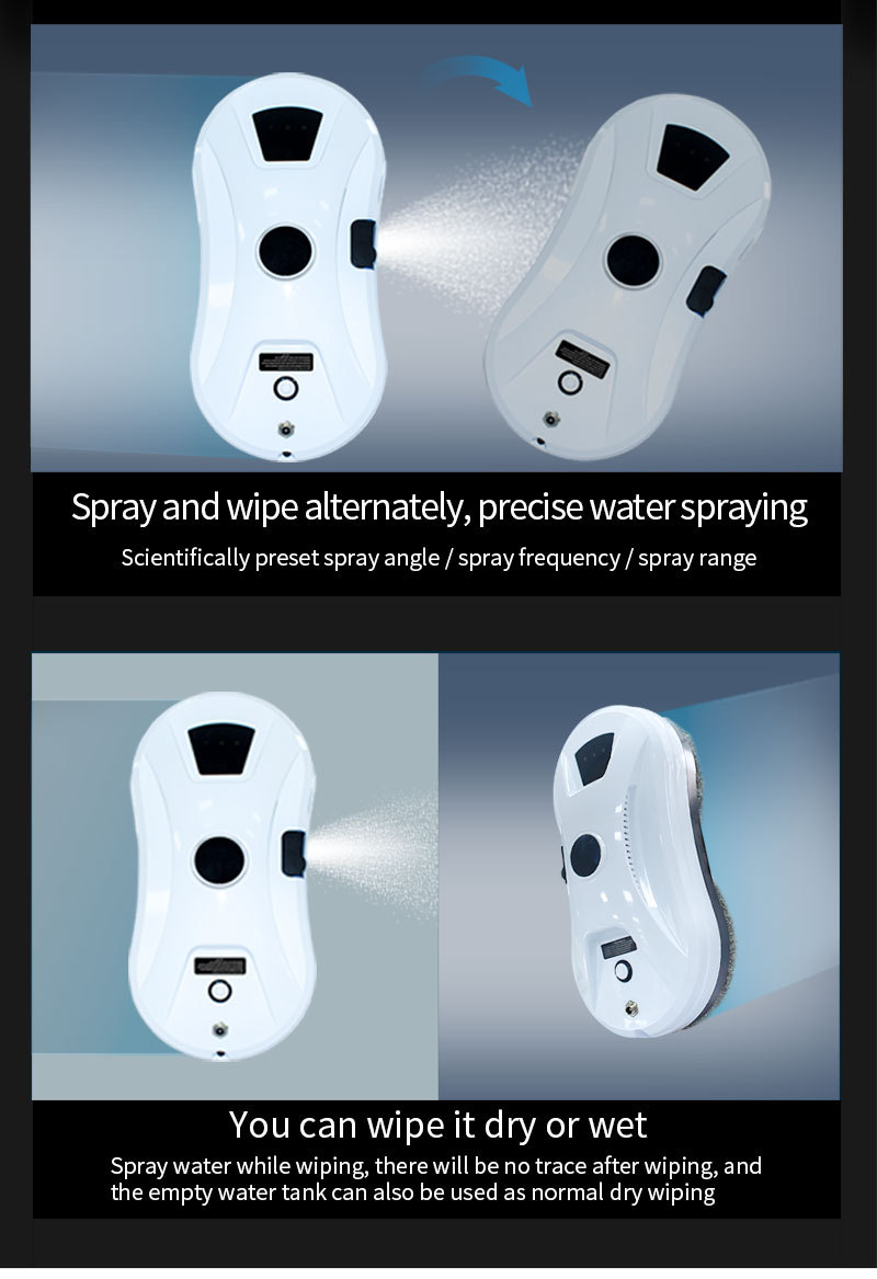 Window Cleaner Robot, Smart Window Cleaner With Automatic Water Spray, Remote Control Robot Window Washer For Windows Tiles Glass Door - Image 10