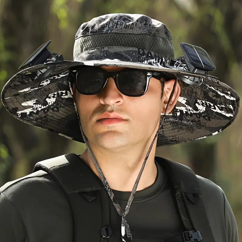 Unisex Solar Powered Black Fan Outdoor Fishing Wide Brim Sun Hat For Camping And Work - Image 3