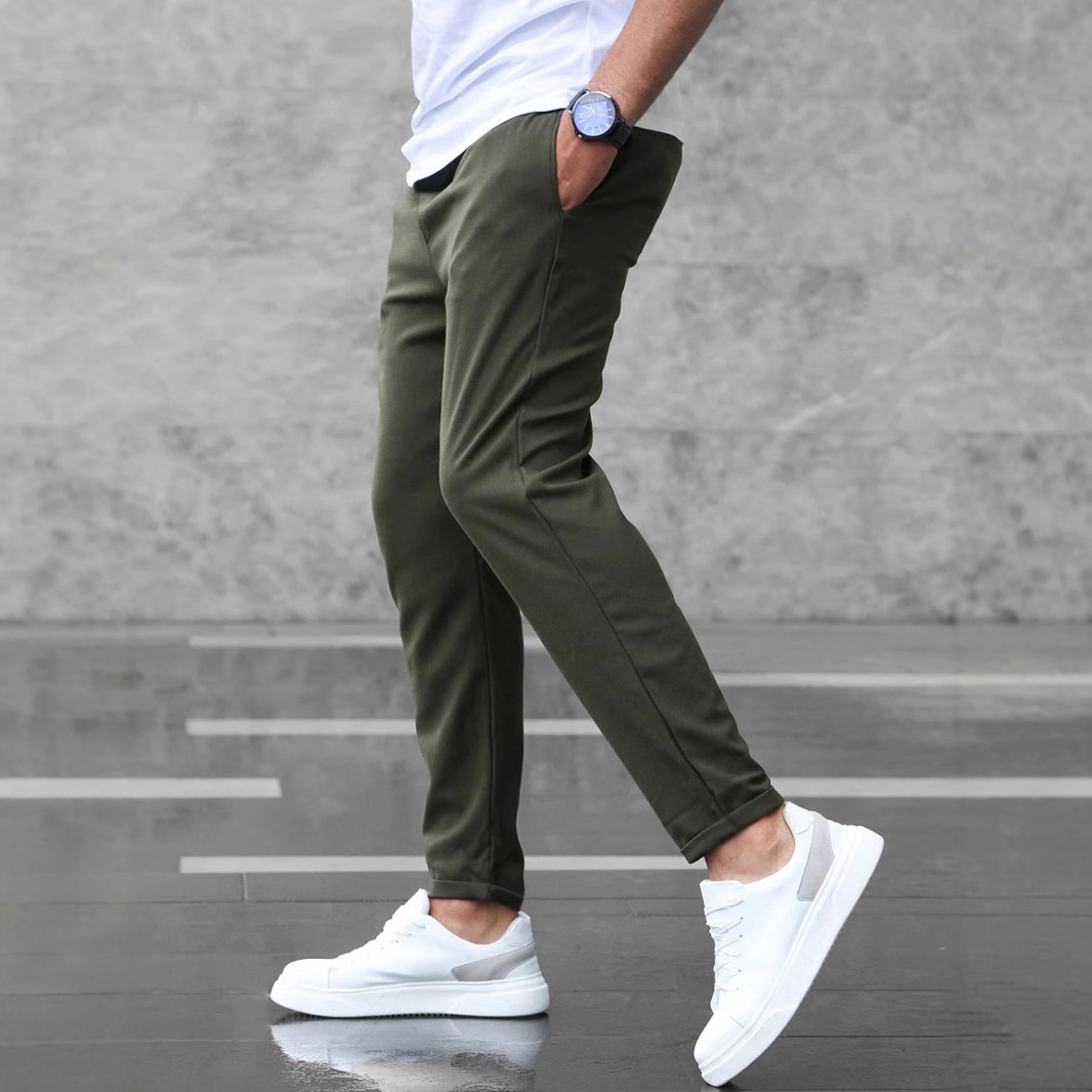 Men's Casual Pants With Pockets Fashion Slim Fit Drawstring Trousers - Image 2