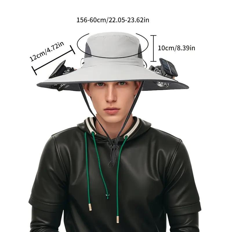 Unisex Solar Powered Black Fan Outdoor Fishing Wide Brim Sun Hat For Camping And Work - Image 6