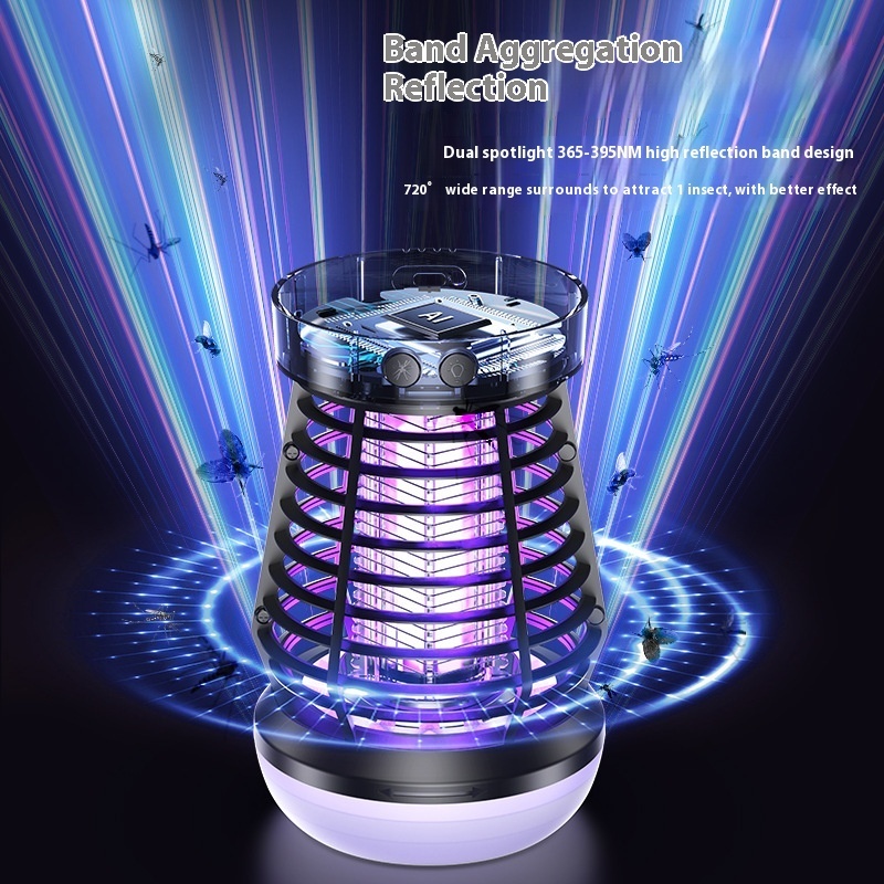 2in1 Mosquito Killer Lamp Electric Fly Catcher USB Rechargeable Electric Mosquito Swatter Electric Fly Trap With Night Light S0S Emergency Light Mosquito Killer Terrace Camping - Image 7