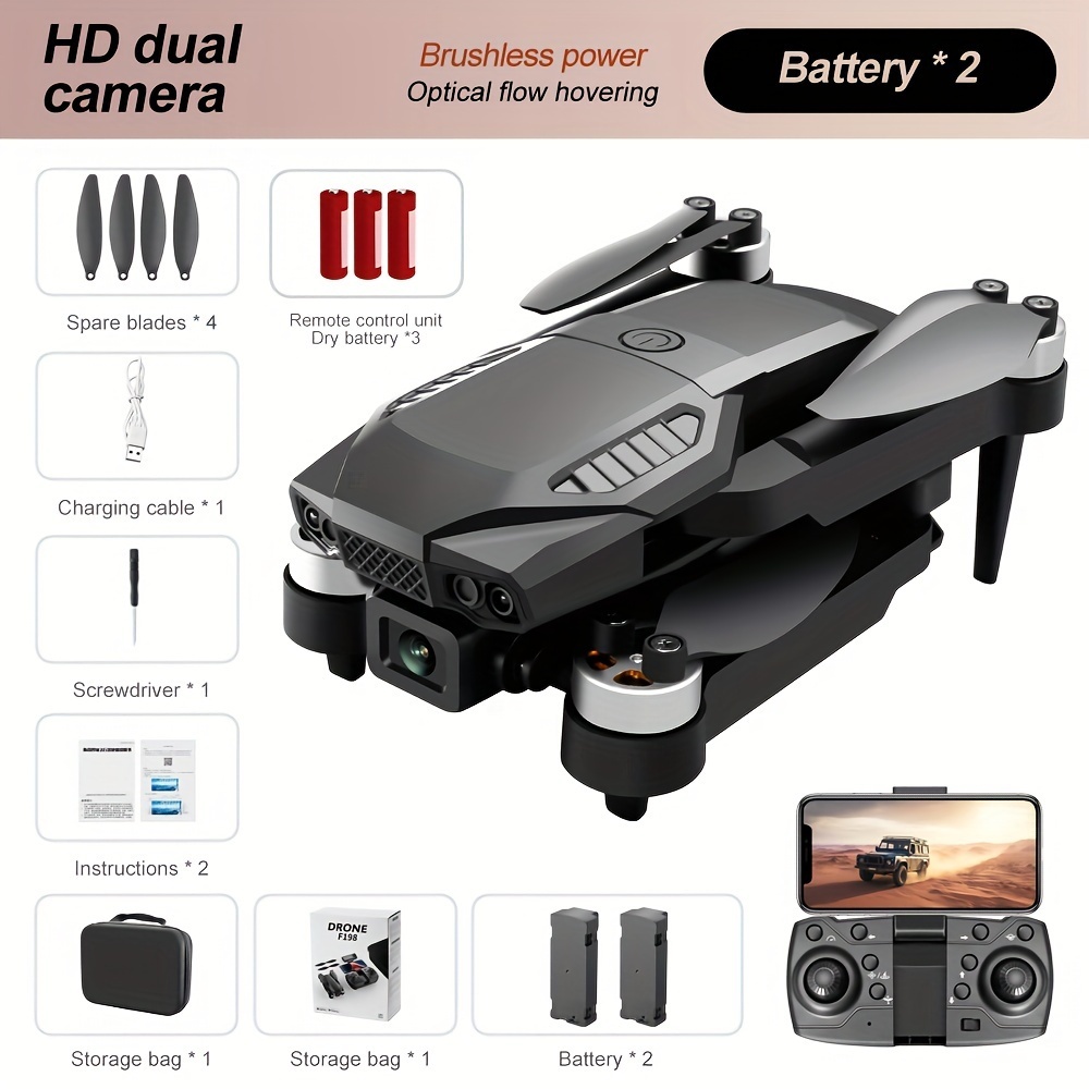 F198 Drone Professional Dual Camera 1080P WIFI FPV HD Aerial Photography Brushless Foldable Drone - Image 4