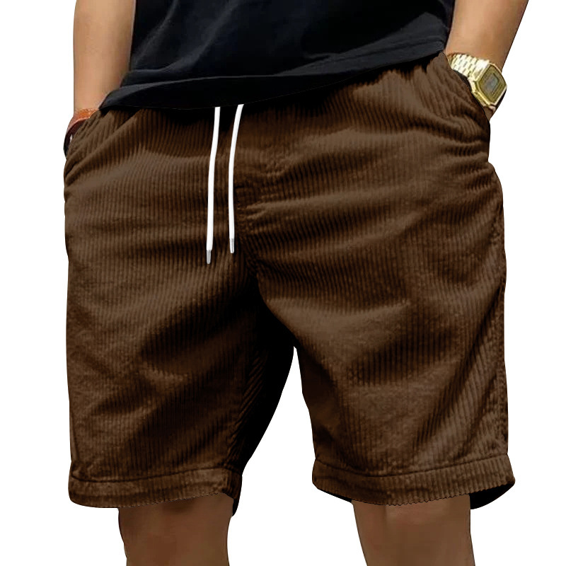 Men's Cargo Shorts Summer Vintage Corduroy Drawstring Pants With Pockets - Image 3