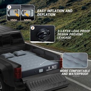 Truck Bed Air Mattress For 5.5-5.8ft Short Beds, Easily Inflates And Deflates With Built-In Rechargeable Air Pump Camping Bed Outdoor Mattress