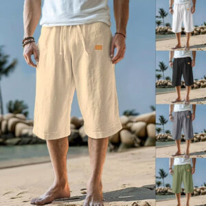 Cropped Trousers Beach Draw Straight-leg Pants Solid Color
