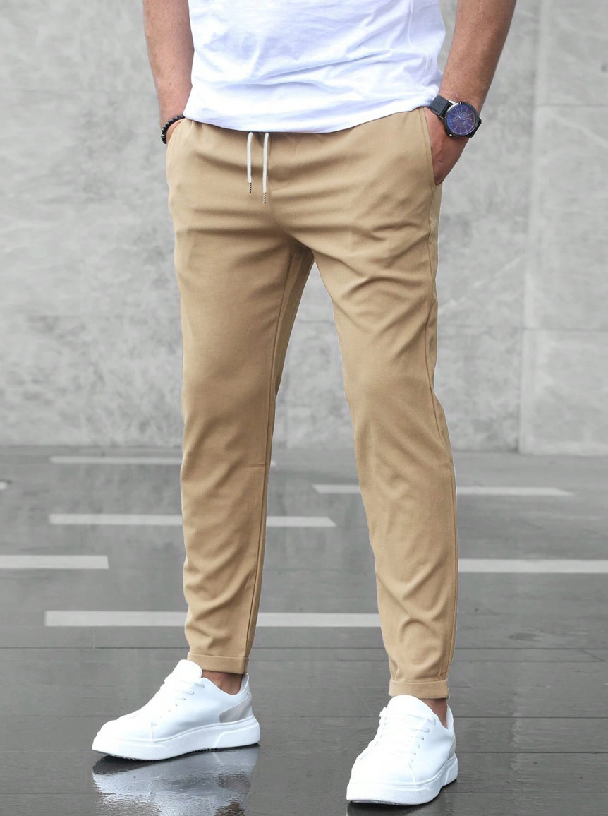 Men's Casual Pants With Pockets Fashion Slim Fit Drawstring Trousers - Image 9