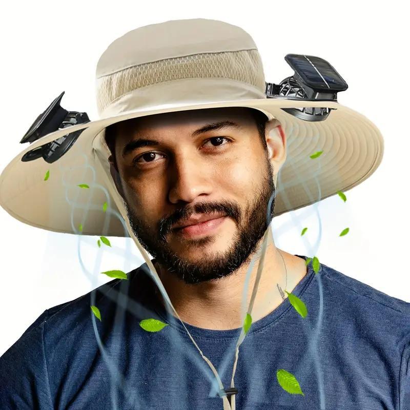 Unisex Solar Powered Black Fan Outdoor Fishing Wide Brim Sun Hat For Camping And Work - Image 10