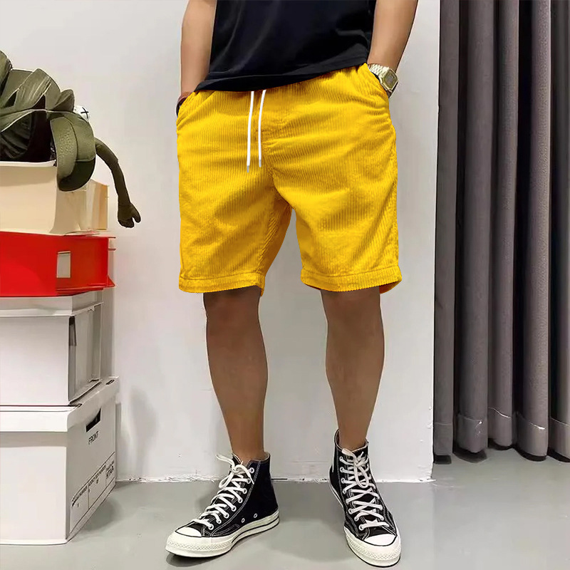 Men's Cargo Shorts Summer Vintage Corduroy Drawstring Pants With Pockets - Image 10
