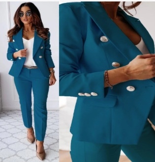 New All-matching Casual Suit Lapel Button-down Jacket And Slim-fit Trousers For Women's Office Business Set Clothing - Image 2